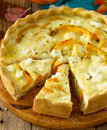 quiche lorreine con zucca e feta