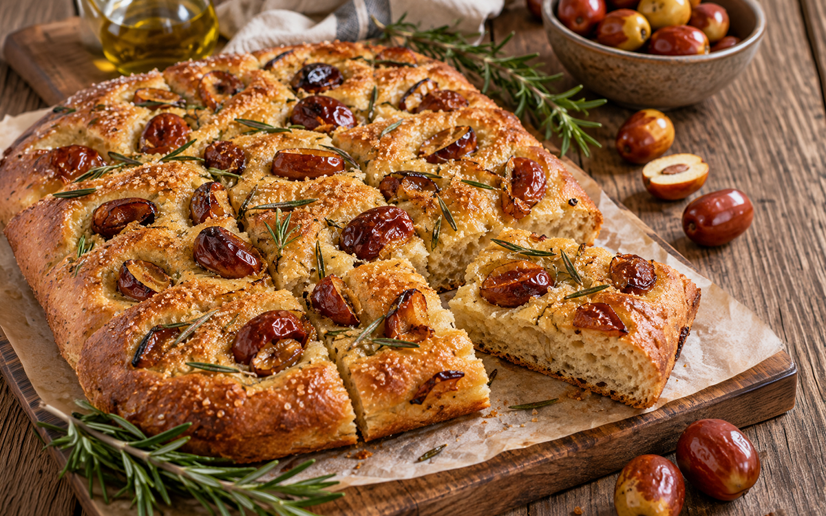 Focaccia dolce con giuggiole